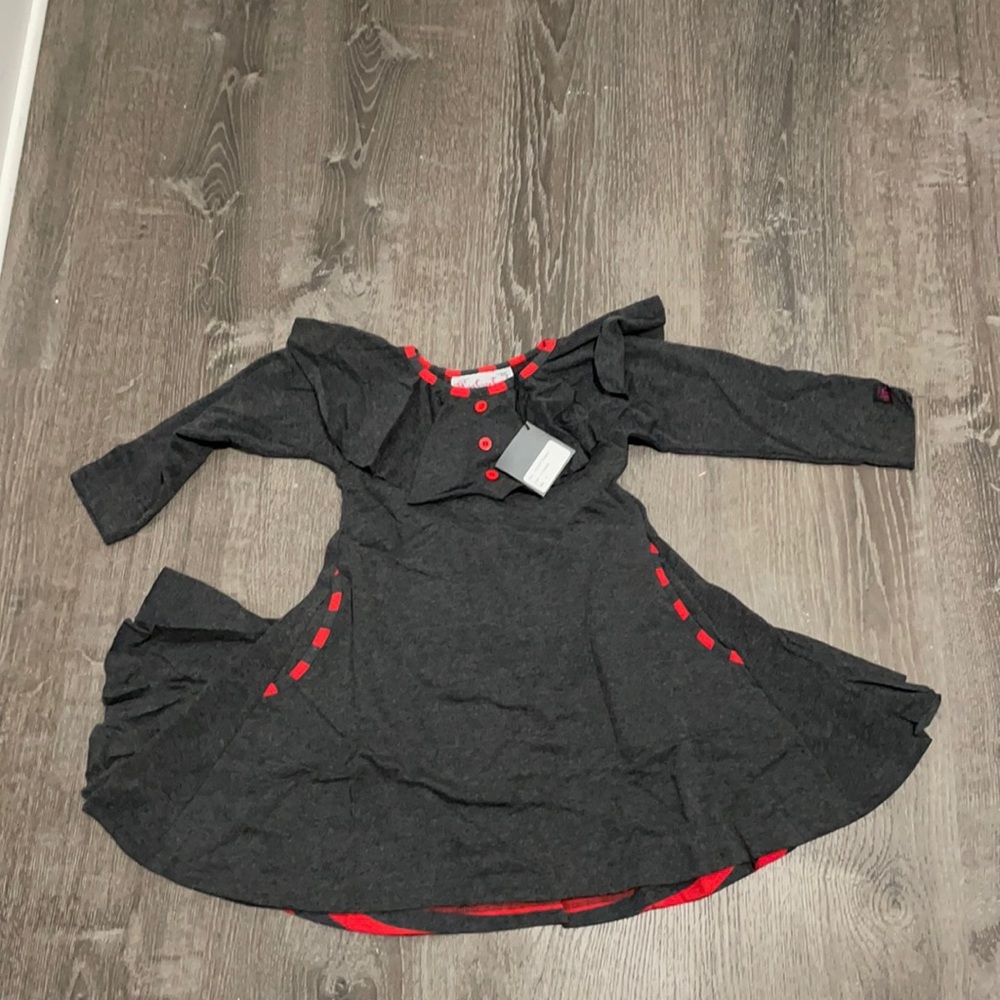 Kidcuteture Charcoal Striped Margarita Dress